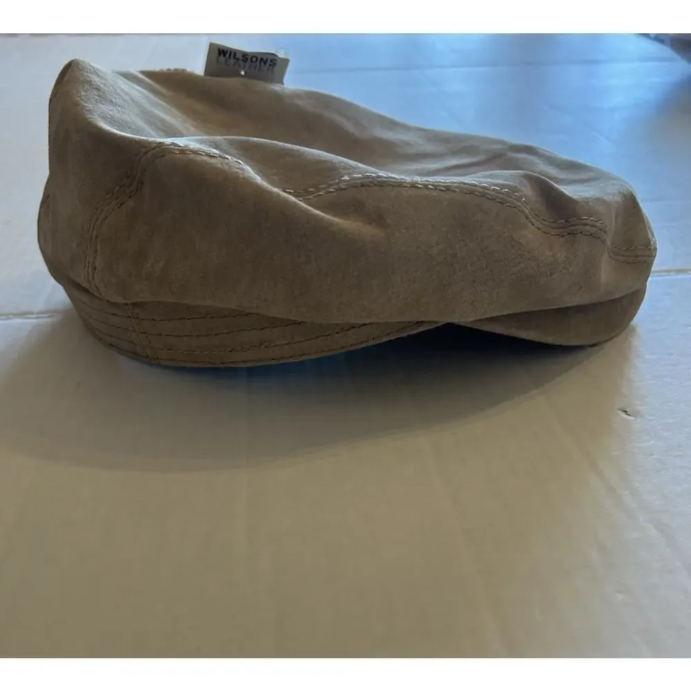 NWT Vintage Wilson's Leather Maxima Tan Suede Newsboy Cap‎ (S/M) biker grunge
